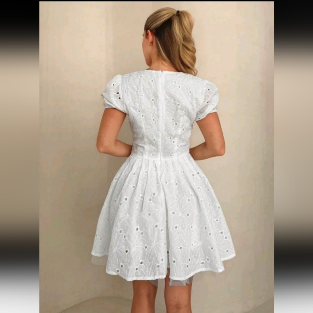 Women's Summer Floral Embroidery Elegant Vacation Daily White Dress,Summer - Picture 2 of 4